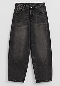 Grafitowe jeansy barrel baggy fit z motywem pajęczyny House szare damskie 518IT-90J