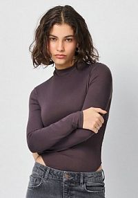 Body z długim rękawem i stójkowym kołnierzem House brązowe 543GX-88X