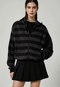 Rozpinana bluza w paski z kapturem House damska 562GS-ST1