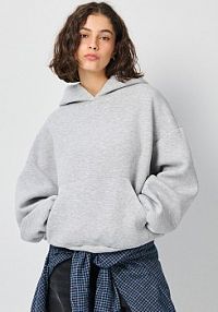 Jasno bluza z kapturem z piankowej dzianiny House szara damska 563GS-90M