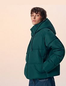 Ciemno pikowana kurtka zimowa z kapturem House zielona damska 684EW-79X