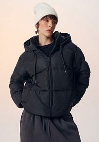 Pikowana kurtka zimowa z kapturem House czarna damska 684EW-99X