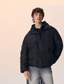 Pikowana kurtka ze stójką  House czarna damska 698EW-99X