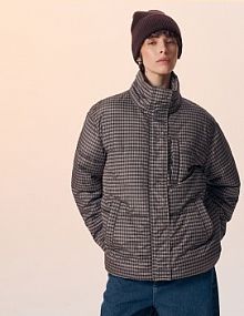 Pikowana kurtka ze stójką w kratkę House damska 698EW-MLC