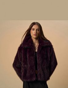 Bordowa kurtka ze sztucznego futerka House brązowa damska 784EW-93X