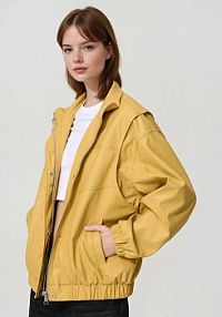 Żółta kurtka bomber oversize z imitacji skóry House żółta 798EW-11X