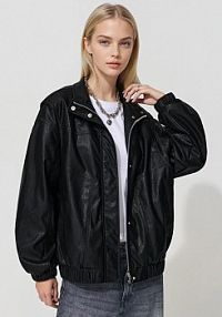 Kurtka bomber oversize z imitacji skóry House czarna 798EW-99X