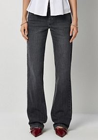 Grafitowe jeansy bootcut z niskim stanem House szare damskie 950GQ-90J