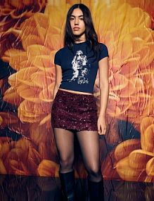 Koszulka corpse bride z krótkim rękawem i nadrukiem Bershka granatowa damska