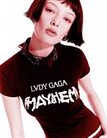 Koszulka lady gaga z krótkim rękawem i nadrukiem Bershka czarna damska