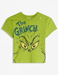 Koszulka the grinch z krótkim rękawem i nadrukiem Bershka zielona damska