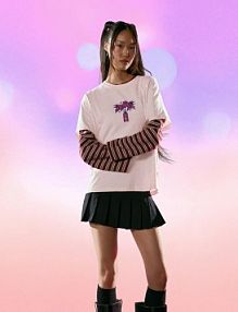 Koszulka kpop demon hunters huntr/x z krótkim rękawem i nadrukiem Bershka różowa damska