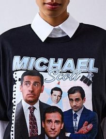 Koszulka michael the office z krótkim rękawem Bershka czarna damska