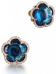 Kolczyki PASQUALE BRUNI niebieskie złote różowe W.KRUK   złoto