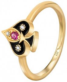 Pierścionek PICKY PICA czarny biały W.KRUK   Pik Wonderland