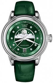 Zegarek AVIATOR granatowy zielony damski W.KRUK   DOUGLAS MOONFLIGHT DIAMOND POLISH EDITION