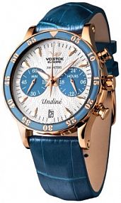 Zegarek VOSTOK EUROPE srebrny niebieski damski W.KRUK   UNDINE CHRONO
