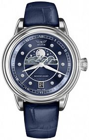 Zegarek AVIATOR granatowy damski W.KRUK   DOUGLAS MOONFLIGHT DIAMOND EDITION