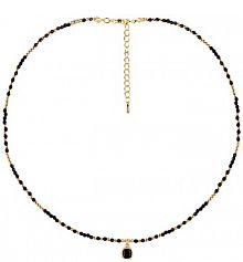Naszyjnik PICKY PICA czarny złoty W.KRUK  pozłacany ze spinelami
