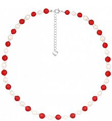 Naszyjnik PICKY PICA biały czerwony wielokolorowy W.KRUK  biało-