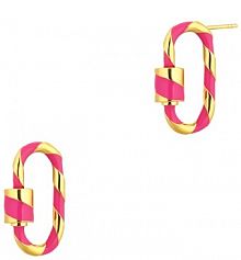 Kolczyki PICKY PICA różowe wielokolorowe W.KRUK  z emaliowanym karabińczykiem Wonderland