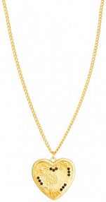 Naszyjnik PICKY PICA czarny złoty W.KRUK  serce z mi cyrkoniami Basics