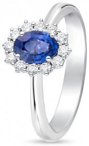 Pierścionek RECARLO biały granatowy złoty W.KRUK