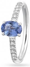 Pierścionek RECARLO biały granatowy złoty W.KRUK