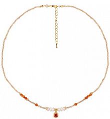 Naszyjnik PICKY PICA pomarańczowy W.KRUK  z perłami i cyrkoniami