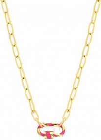 Naszyjnik PICKY PICA różowy wielokolorowy W.KRUK  z emaliowanym zapięciem Wonderland