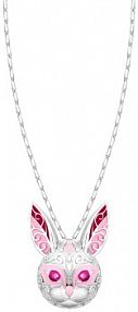 Naszyjnik PICKY PICA biały różowy W.KRUK Wisiorek  Królik Wonderland