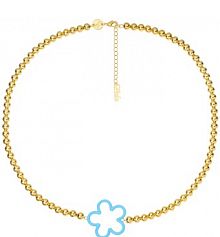 Naszyjnik PICKY PICA niebieski złoty W.KRUK  Gold Blue Flower