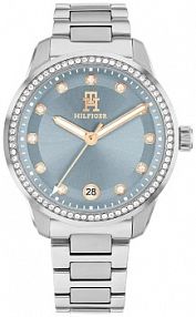Zegarek TOMMY HILFIGER srebrny niebieski damski W.KRUK   TH85 CRYSTALS