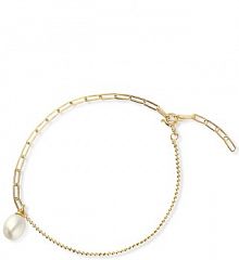 Bransoletka W.KRUK srebrna beżowa złota różowa Pozłacana paper clip z perłą