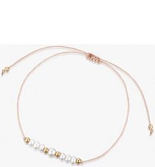 Bransoletka W.KRUK biała złota różowa Sznurkowa z perłami