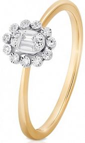 Pierścionek W.KRUK biały brązowy żółty złoty Bicolor z diamentami