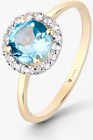 Pierścionek W.KRUK niebieski granatowy złoty Maria Antonina