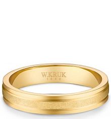 Pierścionek W.KRUK beżowy żółty złoty Obrączka złota SENSI