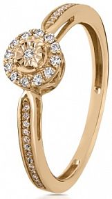 Pierścionek W.KRUK biały szary brązowy żółty złoty Z diamentami