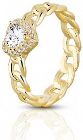 Pierścionek W.KRUK srebrny Pozłacany z sercem