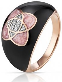 Pierścionek W.KRUK czarny złoty różowy Madame