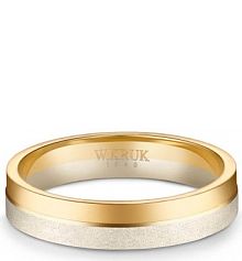 Pierścionek W.KRUK biały beżowy żółty złoty Obrączka złota SACRAMENTA