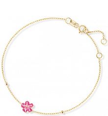 Bransoletka W.KRUK złota różowa Z różowym kwiatkiem