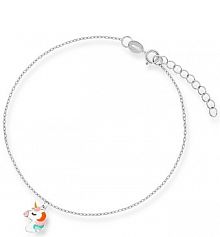 Bransoletka W.KRUK srebrna wielokolorowa Z kolorowym jednorożcem