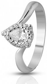 Pierścionek RECARLO biały brązowy złoty W.KRUK