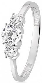 Pierścionek W.KRUK biały brązowy złoty Z białego złota z cyrkoniami