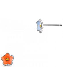 Kolczyki W.KRUK srebrne wielokolorowe Dwu kwiatuszki