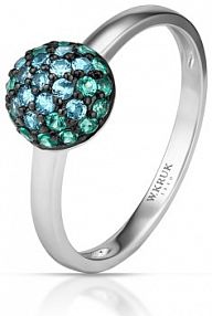 Pierścionek W.KRUK srebrny brązowy niebieski zielony Preludium Paradise Birds