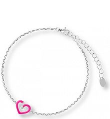 Bransoletka W.KRUK srebrna różowa Z sercem