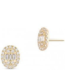 Kolczyki W.KRUK złote różowe Z cyrkoniami